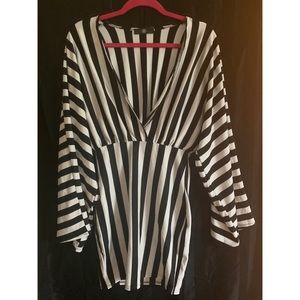 Black and white striped dress